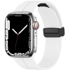Apple Watch 7 45mm Silikon Kordon Zore KRD-84 Soft Pürüzsüz Metal Toka - Beyaz