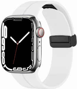 Apple Watch 7 45mm Silikon Kordon Zore KRD-84 Soft Pürüzsüz Metal Toka - Beyaz