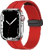 Apple Watch 7 45mm Silikon Kordon Zore KRD-84 Soft Pürüzsüz Metal Toka - Kırmızı