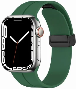 Apple Watch 7 45mm Silikon Kordon Zore KRD-84 Soft Pürüzsüz Metal Toka - Koyu Yeşil