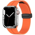 Apple Watch 7 45mm Silikon Kordon Zore KRD-84 Soft Pürüzsüz Metal Toka - Pudra