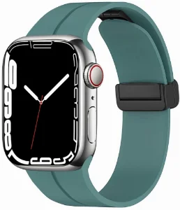 Apple Watch 7 45mm Silikon Kordon Zore KRD-84 Soft Pürüzsüz Metal Toka - Yeşil