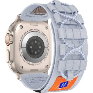 Apple Watch Ultra 49mm Kordon Ayarlanabilir Hafif Hasır Örgü Spor Tasarım Kayış - Gri