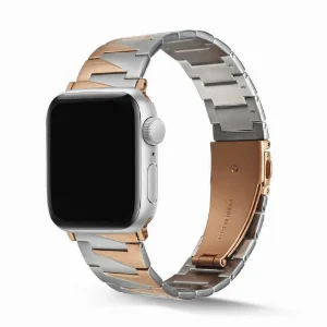 Apple Watch Ultra 49mm Kordon KRD-48 Metal Strap Kayış Üçgen Parçalı - Gümüş - Rose