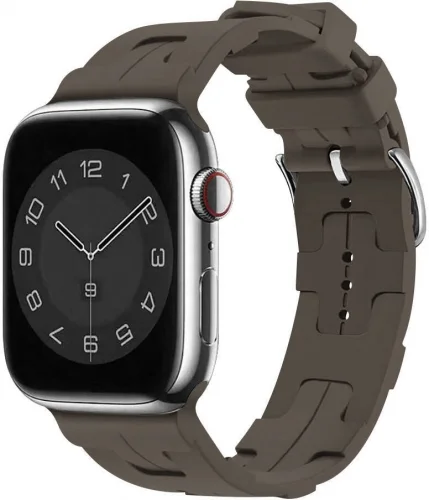 Apple Watch Ultra 49mm Kordon Metal Toka Tasarımlı KRD-92 Silikon Kordon - Haki