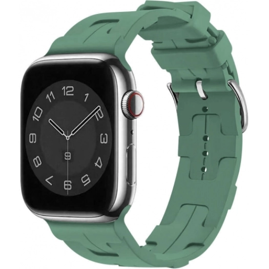 Apple Watch Ultra 49mm Kordon Metal Toka Tasarımlı KRD-92 Silikon Kordon - Petrol Yeşil