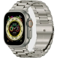 Apple Watch Ultra 49mm Kordon Zarif ve Sağlam Renkli KRD-93 Metal Kordon - Titanyum