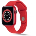 Apple Watch Ultra 49mm Silikon Kordon Hasır Örgü Dizayn KRD-37 - Kırmızı