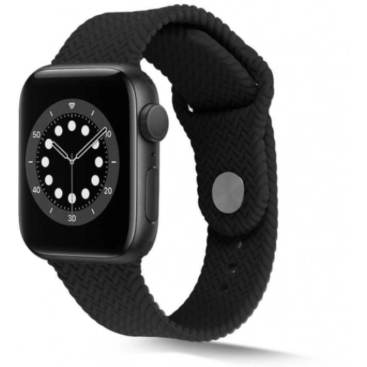Apple Watch Ultra 49mm Silikon Kordon Hasır Örgü Dizayn KRD-37 - Siyah