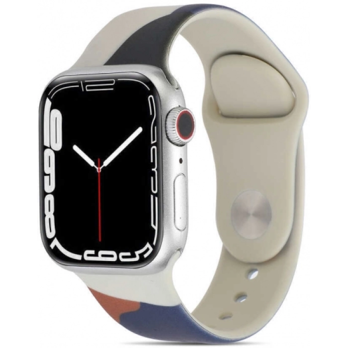 Apple Watch Ultra 49mm Silikon Kordon Renkli Desenli Esnek KRD-62 - Blue İnk