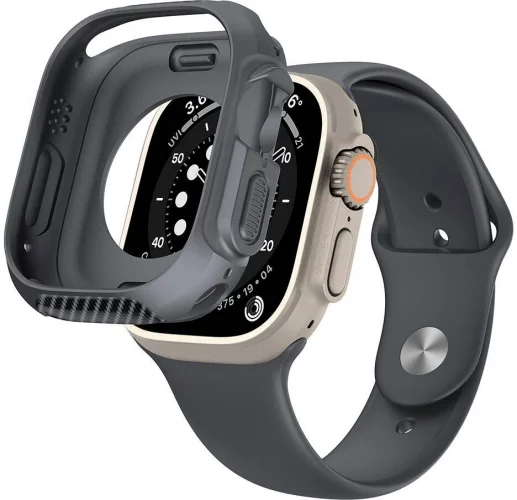 Apple Watch Ultra 49mm Silikon TPU Kasa Koruyucu Watch Gard 31 - Gri