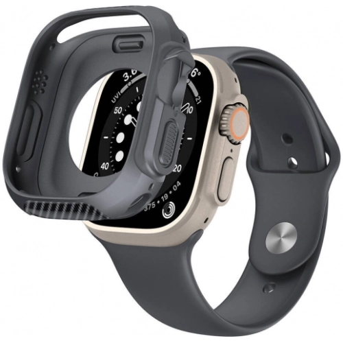 Apple Watch Ultra 49mm Silikon TPU Kasa Koruyucu Watch Gard 31 - Gri