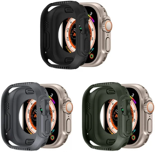 Apple Watch Ultra 49mm Silikon TPU Kasa Koruyucu Watch Gard 31 - Siyah