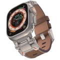 Apple Watch Ultra 49mm Zore KRD-114 Metal Başlıklı Suni Deri Kordon - Açık Kahve