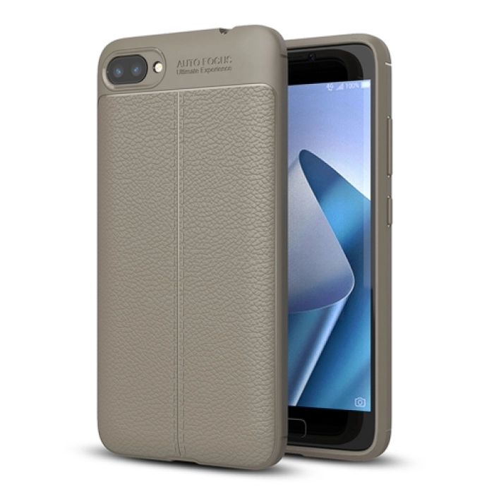 Asus Zenfone 4 Max ZC554KL Kılıf Deri Görünümlü Lüks Parmak İzi Bırakmaz Niss Silikon Kapak - Gri