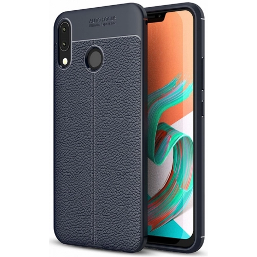 Asus Zenfone 5Z ZS620KL Kılıf Deri Görünümlü Lüks Parmak İzi Bırakmaz Niss Silikon Kapak - Lacivert