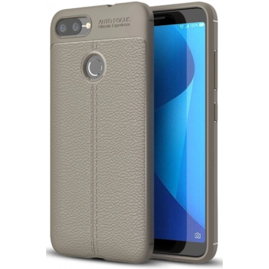 Asus Zenfone Max Plus (M1) ZB570TL Kılıf Deri Görünümlü Lüks Parmak İzi Bırakmaz Niss Silikon Kapak - Gri