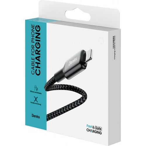 Benks D43 Type-C to Lightning PD Hızlı Şarj ve Data Kablo 480Mbps 1.2 Metre - Siyah