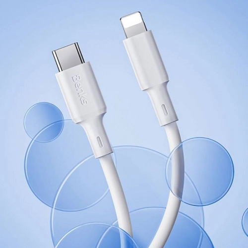 Benks D45 Type-C to Lightning PD Hızlı Şarj ve Data Kablo 480Mbps 1.2 Metre - Beyaz