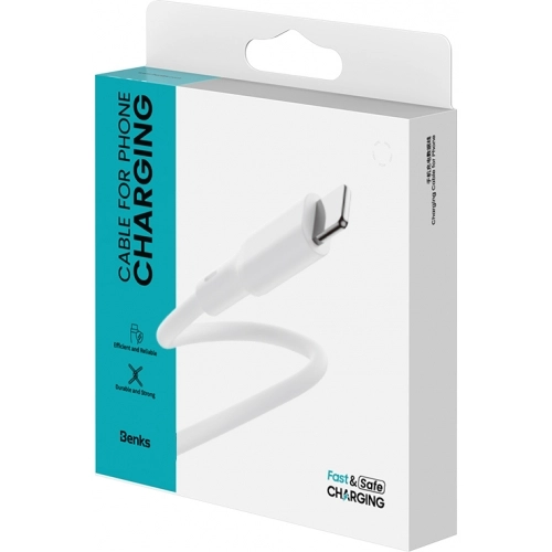 Benks D45 Type-C to Lightning PD Hızlı Şarj ve Data Kablo 480Mbps 1.2 Metre - Beyaz
