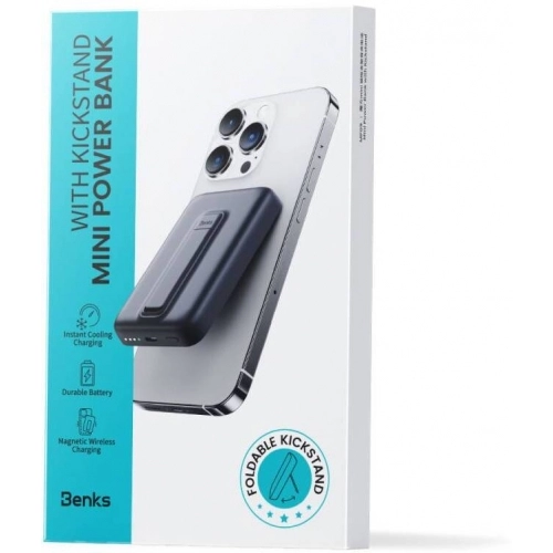 Benks MP09 Magsafe Magnetik Standlı İnce Tasarımlı Powerbank 6000mAh - Siyah