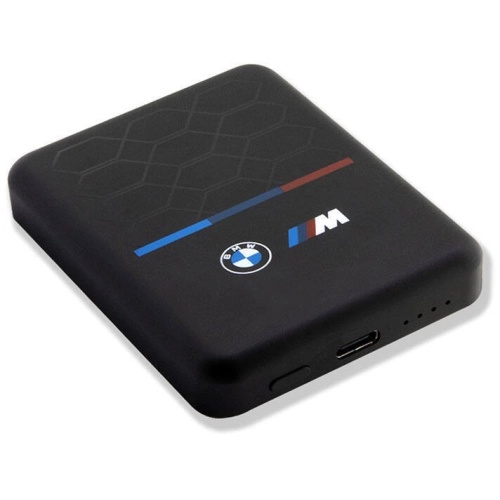 BMW Led Işıklı Göstergeli Magsafe Magnetik Orjinal Lisanslı Powerbank 5000 Mah - Siyah