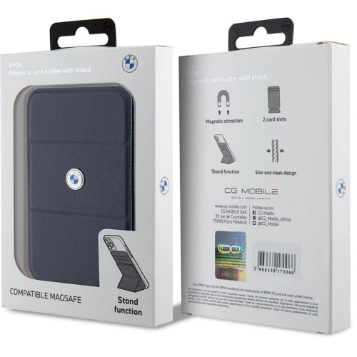 BMW Orjinal Lisanslı Magsafe Şarj Özellikli Metal Logolu Standlı Kartlık - Siyah