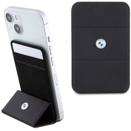 BMW Orjinal Lisanslı Magsafe Şarj Özellikli Metal Logolu Standlı Kartlık - Siyah