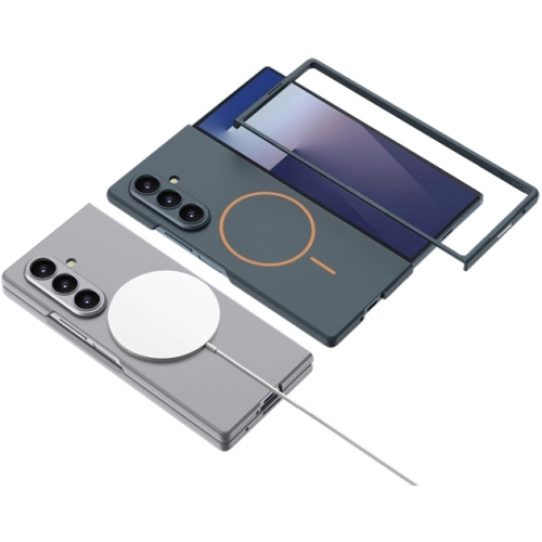 Samsung Galaxy Z Fold 7 Kılıf Magsafe Uyumlu Kıpta Kablosuz Şarj Destekli Kapak - Lacivert