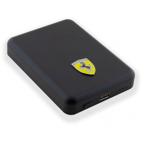 Ferrari Led Işıklı Göstergeli Magsafe Magnetik Orjinal Lisanslı Powerbank 5000 Mah - Siyah