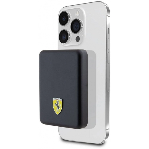 Ferrari Led Işıklı Göstergeli Magsafe Magnetik Orjinal Lisanslı Powerbank 5000 Mah - Siyah
