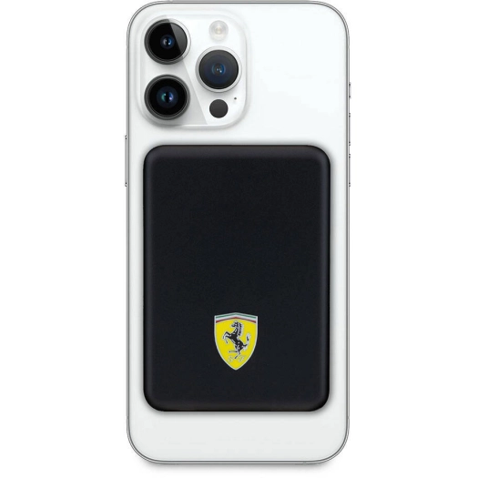 Ferrari Led Işıklı Göstergeli Magsafe Magnetik Orjinal Lisanslı Powerbank 5000 Mah - Siyah