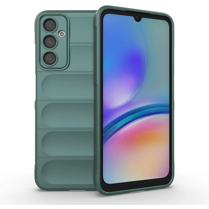 Samsung Galaxy A05s Kılıf Esnek TPU Oyuklu Arka Yüzey Tasarımlı Zore Etnik Silikon Kapak - Koyu Yeşil
