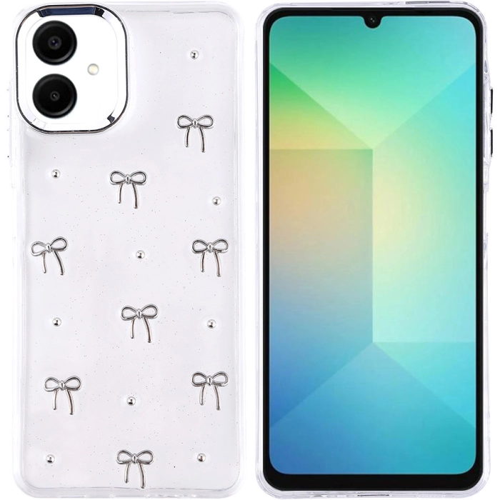 Samsung Galaxy A06 Kılıf Airbag Tasarımlı Simli Şeffaf Zore Kutup Kapak - Fiyonk