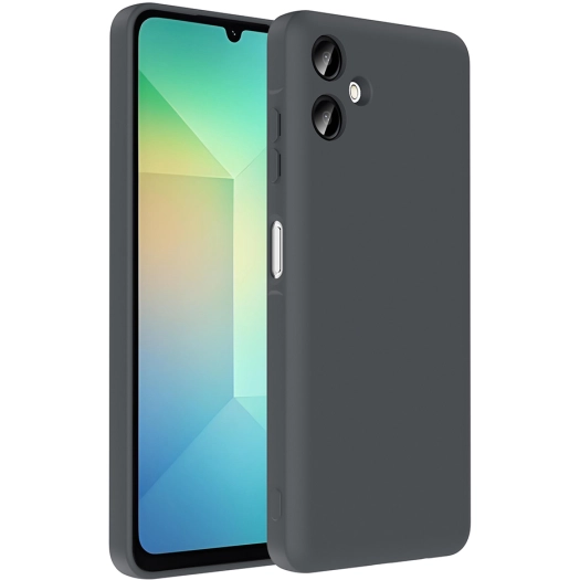 Samsung Galaxy A06 Kılıf İçi Kadife Dokulu Kartlık Hazneli Mat Vitra Silikon Kapak - Gri