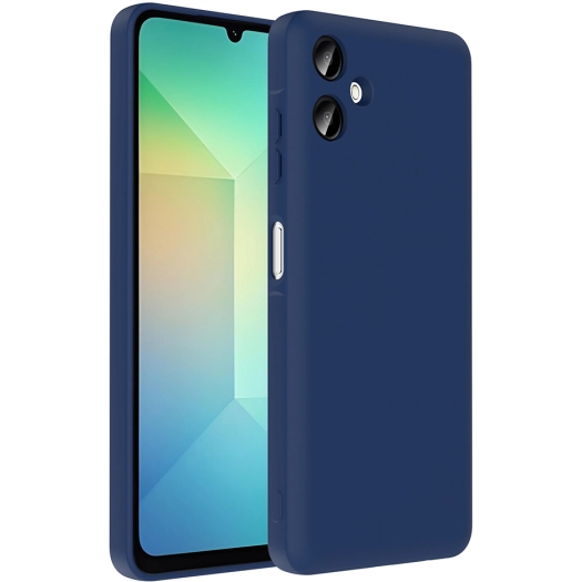 Samsung Galaxy A06 Kılıf İçi Kadife Dokulu Kartlık Hazneli Mat Vitra Silikon Kapak - Lacivert