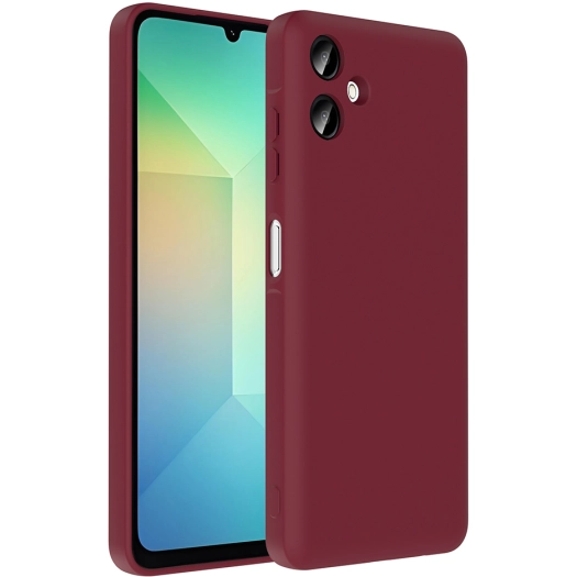 Samsung Galaxy A06 Kılıf İçi Kadife Dokulu Kartlık Hazneli Mat Vitra Silikon Kapak - Mürdüm