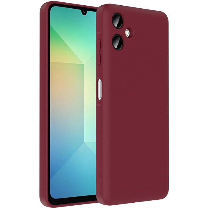 Samsung Galaxy A06 Kılıf İçi Kadife Dokulu Kartlık Hazneli Mat Vitra Silikon Kapak - Mürdüm