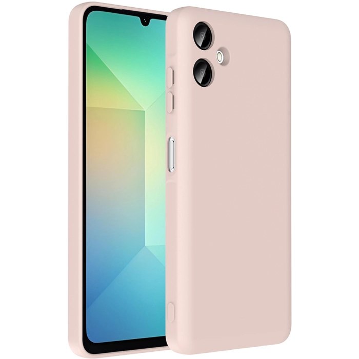 Samsung Galaxy A06 Kılıf İçi Kadife Dokulu Kartlık Hazneli Mat Vitra Silikon Kapak - Pembe