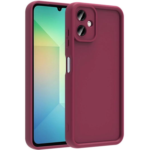 Samsung Galaxy A06 ile Uyumlu Kılıf Kamera Korumalı Silikon Ananas Kapak - Mürdüm