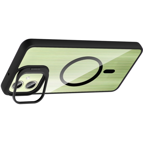 Samsung Galaxy A06 Kılıf Standlı ve Kamera Lens Hediyeli M-Safe Şarj Özellikli Etro Kapak - Siyah