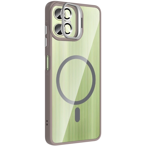 Samsung Galaxy A06 Kılıf Standlı ve Kamera Lens Hediyeli M-Safe Şarj Özellikli Etro Kapak - Desert Titanyum