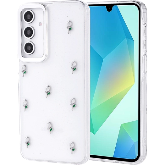 Samsung Galaxy A16 Kılıf Airbag Tasarımlı Simli Şeffaf Zore Kutup Kapak - Lale