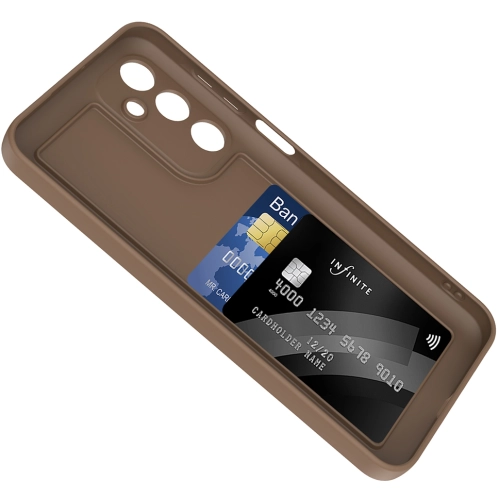 Samsung Galaxy A16 Kılıf İçi Kadife Dokulu Kartlık Hazneli Mat Vitra Silikon Kapak - Gri