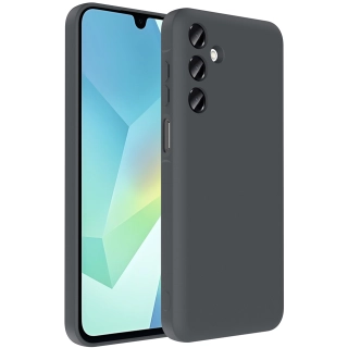 Samsung Galaxy A16 Kılıf İçi Kadife Dokulu Kartlık Hazneli Mat Vitra Silikon Kapak - Gri