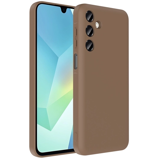 Samsung Galaxy A16 Kılıf İçi Kadife Dokulu Kartlık Hazneli Mat Vitra Silikon Kapak - Kahverengi