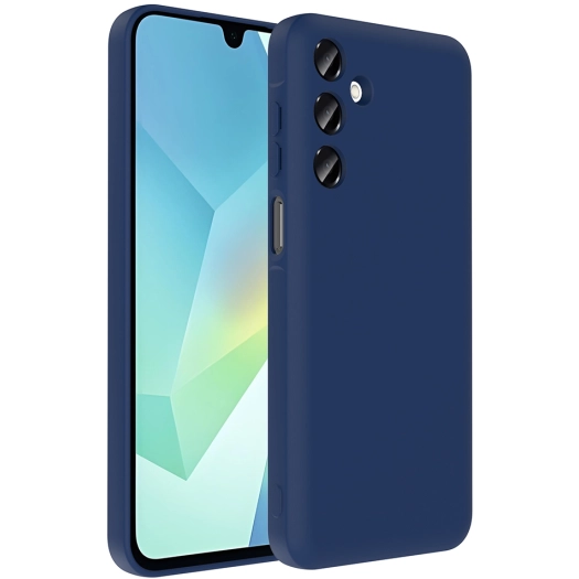 Samsung Galaxy A16 Kılıf İçi Kadife Dokulu Kartlık Hazneli Mat Vitra Silikon Kapak - Lacivert