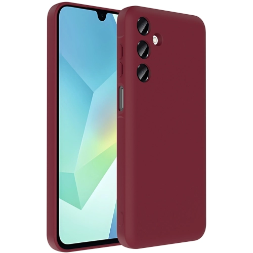 Samsung Galaxy A16 Kılıf İçi Kadife Dokulu Kartlık Hazneli Mat Vitra Silikon Kapak - Mürdüm