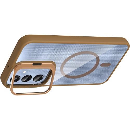 Samsung Galaxy A25 Kılıf Standlı ve Kamera Lens Hediyeli M-Safe Şarj Özellikli Etro Kapak - Gri