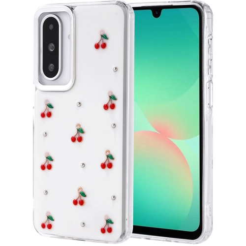 Samsung Galaxy A26 Kılıf Airbag Tasarımlı Simli Şeffaf Zore Kutup Kapak - Kiraz